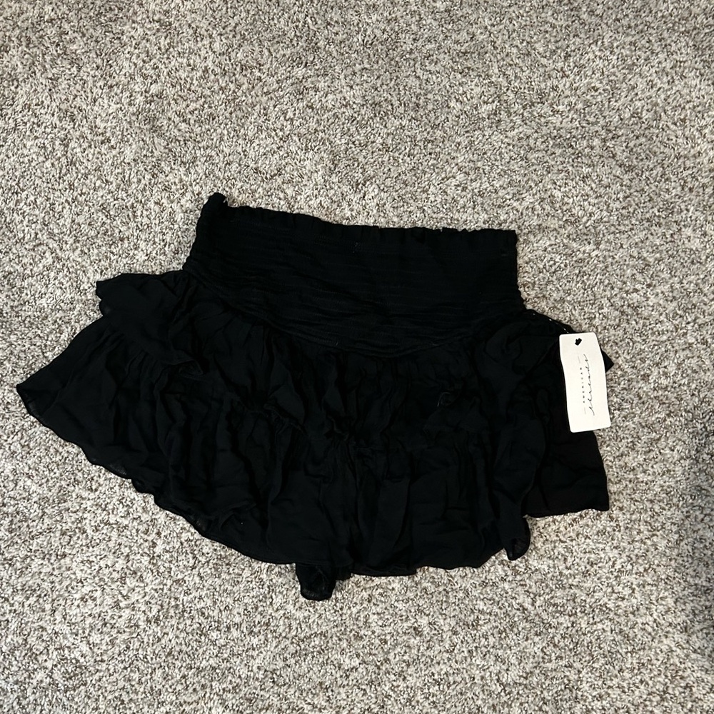 American Threads Black Ruffled Mini Skirt